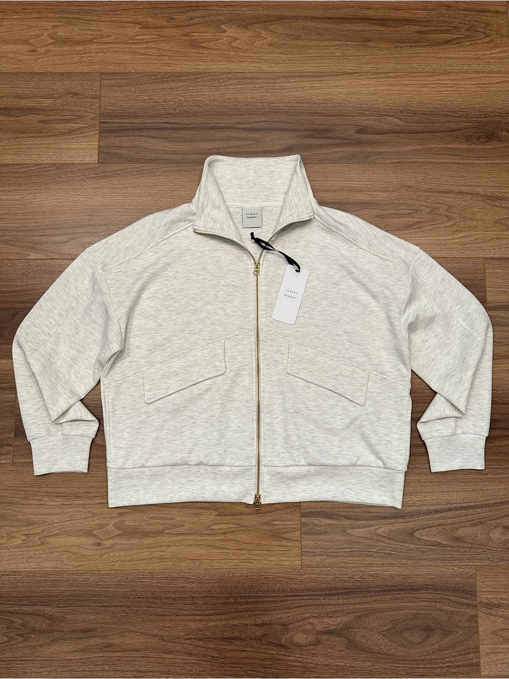 NEW Varley Garcia Zip Through Sweat Double Soft in Ivory Marl Size Large
